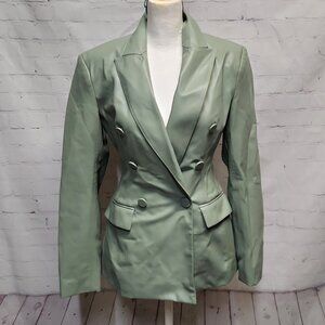 NWT Zara faux leather double breasted  blazer